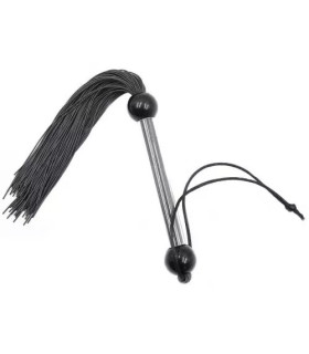 Плетка с прозрачной ручкой 2 шарика, силикон, черная, 28 см - No Taboo