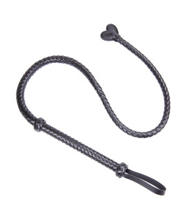 Кнут плетеный с наконечником в виде сердца, черный - No Taboo