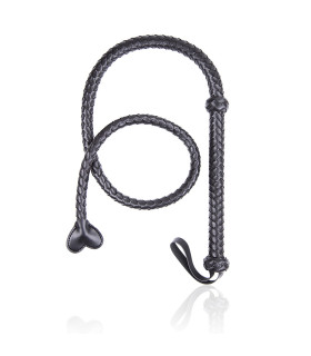 Кнут плетеный с наконечником в виде сердца, черный - No Taboo