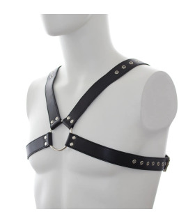 Сбруя мужская крестообразная, экокожа, черная - No Taboo