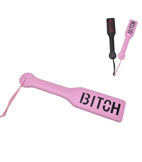 Шльопалка квадратна з написом BITCH, рожева, 31.5 см - No Taboo
