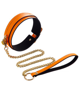 Ошейник IDEA SM с поводком и колокольчиком, оранжевый - No Taboo