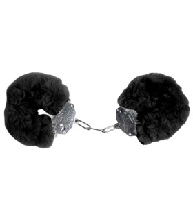Наручники металлические IDEA SM Plush с искусственным мехом, черные - No Taboo