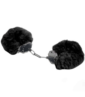Наручники металлические IDEA SM Plush с искусственным мехом, черные - No Taboo