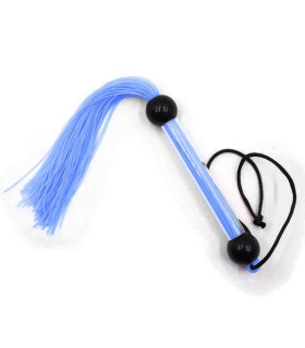 Плетка с прозрачной ручкой 2 шарика, силикон, голубая, 28 см - No Taboo