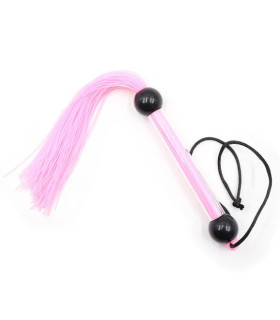 Плетка с прозрачной ручкой 2 шарика, силикон, розовая, 28 см - No Taboo