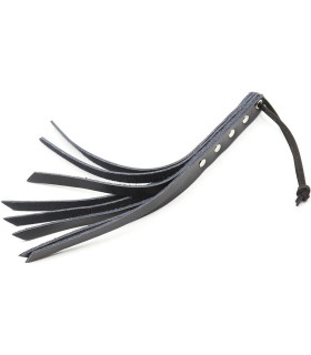 Флоггер кожаный с заклепками, черный, 27 см - No Taboo