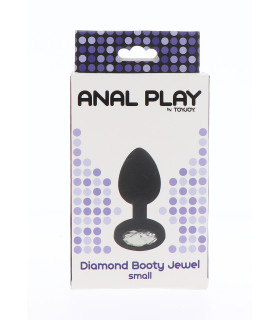 Анальная пробка с камнем TOY JOY, S, Diamond Booty Jewel, черная, 7 см х 2.5 см - No Taboo