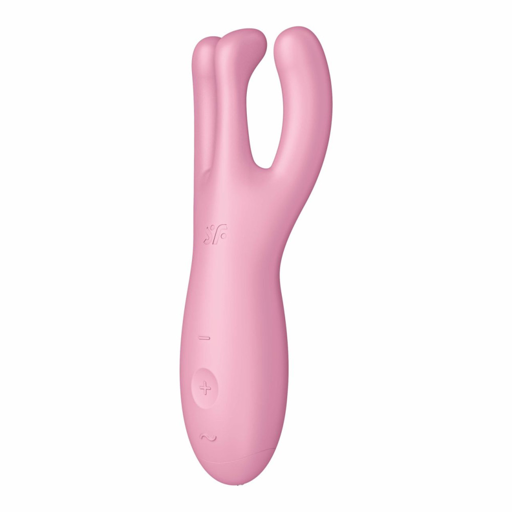 Вібратор потрійний Satisfyer Threesome 4 з додатком, рожевий, 14 х 5.5 см (207867), zoom