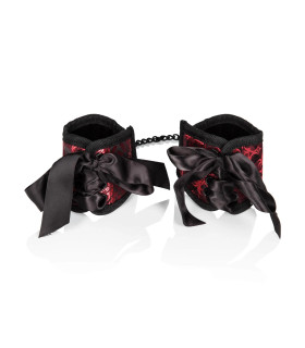 Наручники текстильные California Exotics Scandal Corset Cuffs, черно-красные - No Taboo