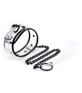Ошейник с поводком Fetish Collar, прозрачный - No Taboo