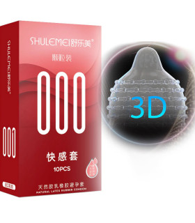 Презервативы ультратонкие с точками и ребрышками Shulemei 000, 10 шт - No Taboo