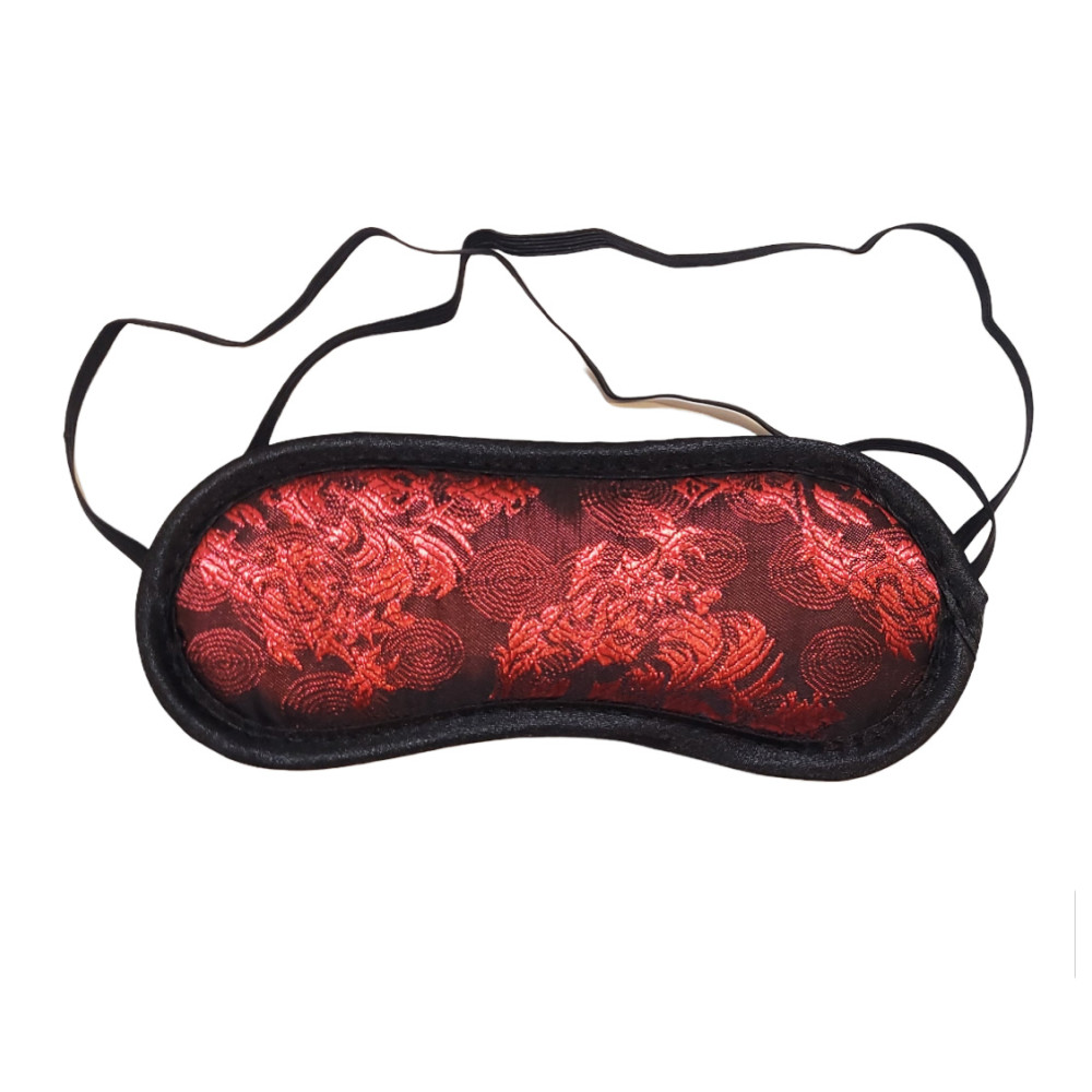 Маска на очі м'яка, з червоною вишивкою, чорна (207971), zoom