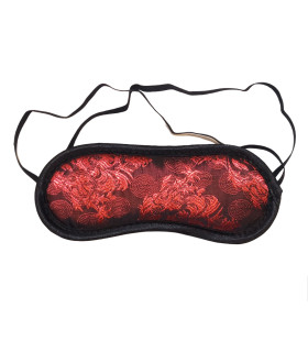 Маска на глаза мягкая, с красной вышивкой, черная - No Taboo