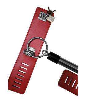 Распорка IDEA SM с ошейником и наручниками, металлическая, красная - No Taboo