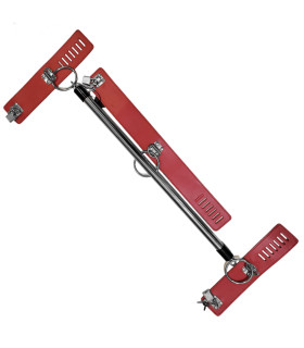 Распорка IDEA SM с ошейником и наручниками, металлическая, красная - No Taboo