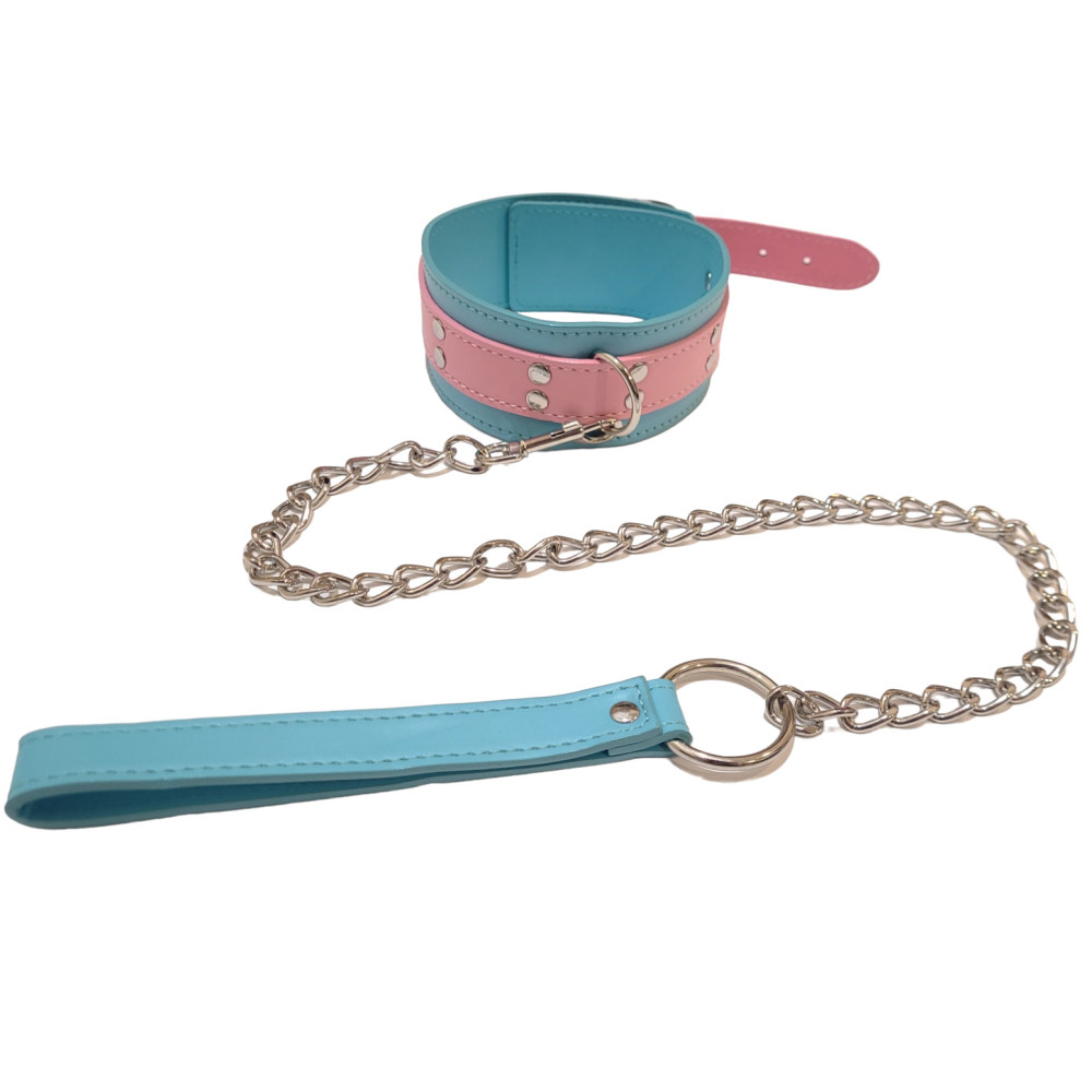 Нашийник із повідцем IDEA SM блакитно-рожевий (207980), zoom