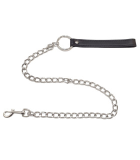 Поводок кожзам на металлической цепочке, черный - No Taboo
