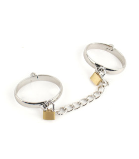 Наручники на ноги IDEA SM с цепью и замками, серебристые - No Taboo