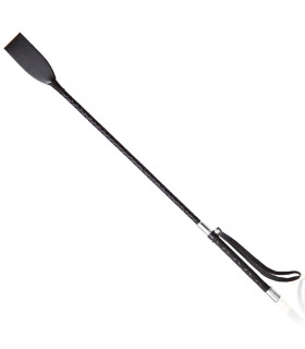 Стек БДСМ з плетеним стрижнем, чорний, сріблястий наконечник, 60 см - No Taboo