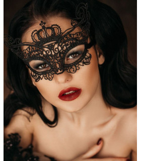 Маска ажурна, маскарадна з короною, чорна - No Taboo