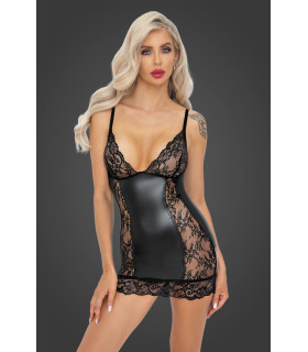 Платье сексуальное с кружевом Noir Handmade XL, винил, черное - No Taboo