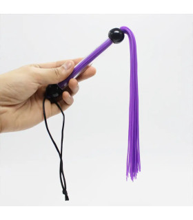 Батіг силіконовий з прозорою ручкою, 39 см, фіолетовий - No Taboo