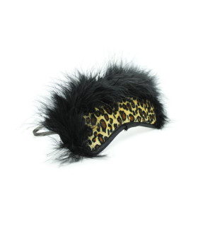 Маска на глаза с мехом Flocky blindfold leopard, леопардовая - No Taboo