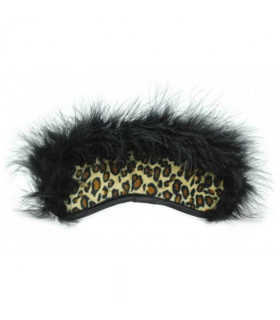 Маска на глаза с мехом Flocky blindfold leopard, леопардовая - No Taboo