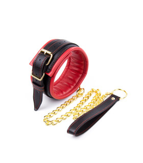 Ошейник с поводком IDEA SM черно-красный, 50 см - No Taboo
