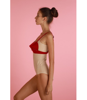 Бюстгальтер конусный One Size L27, из натуральной кожи, красный - No Taboo