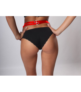 Пояс для чулок Taboo S12, с бантиками, ручная работа, кожа, красный - No Taboo