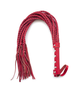 Флогер плетеный IDEA SM кожаный, красный, 77 см - No Taboo