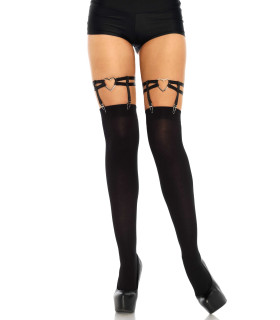 Подвязки для чулок Leg Avenue Joni Garter с сердечками, черные, One Size - No Taboo