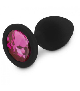 Анальная пробка силиконовая черная с розовым камнем RelaXxxx M - No Taboo