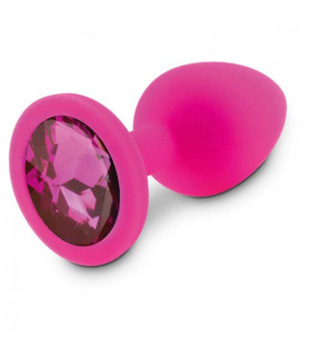 Анальная пробка силиконовая с камнем розовая RelaXxxx M - No Taboo