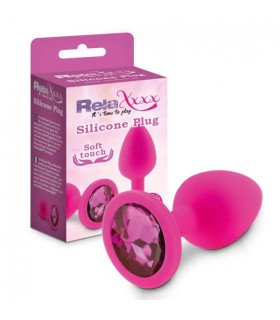 Анальная пробка силиконовая с камнем розовая RelaXxxx M - No Taboo