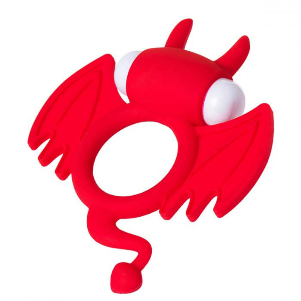 Эрекционное кольцо на пенис с вибрацией, силикон, красный (36895), zoom