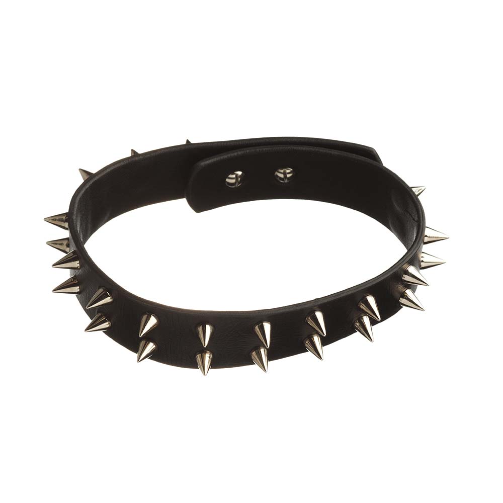 Ошейник кожаный IDEA SM с шипами, чёрный, 2.5 см (32322), zoom