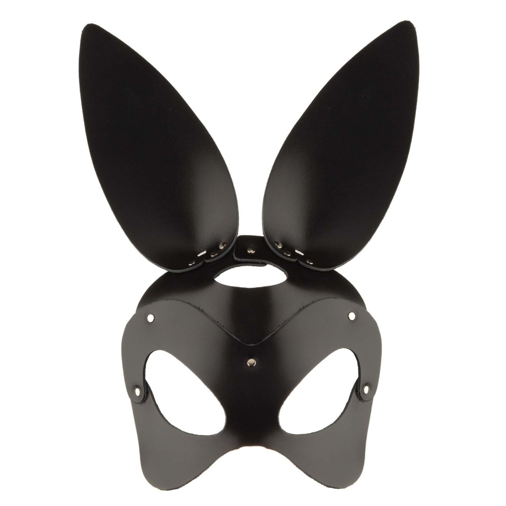 Маска БДСМ Зайка кожаная черная NO TABOO (31630), zoom