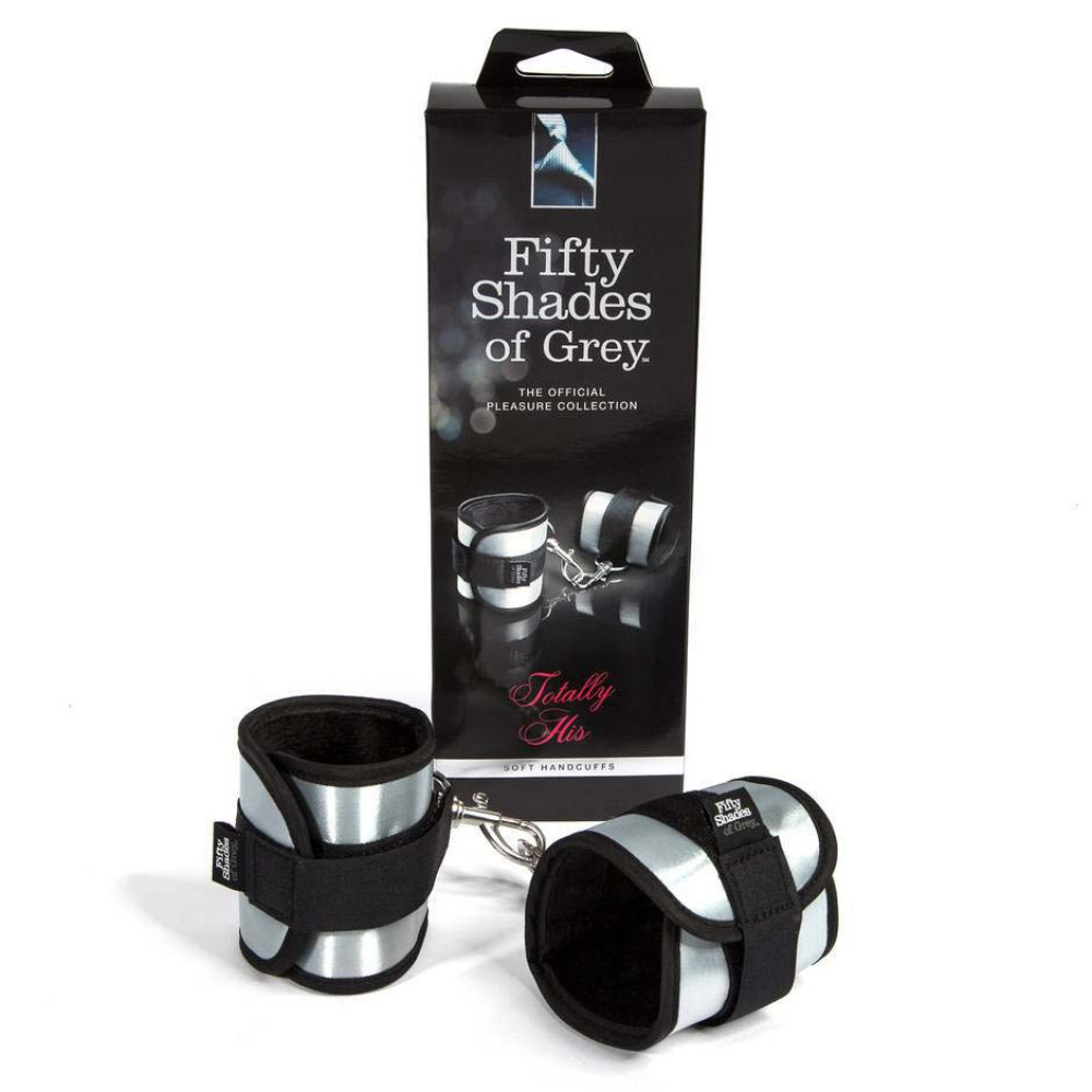 Мягкие наручники Fifty Shades Of Grey серебристо-чёрные (21194), zoom