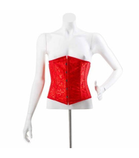 Корсаж атласный блестящий с узором красный размер L - No Taboo