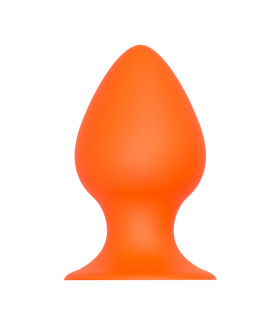 Анальная пробка большая с присоской, силиконовая, оранжевая, 13,4 см x 7 см - No Taboo