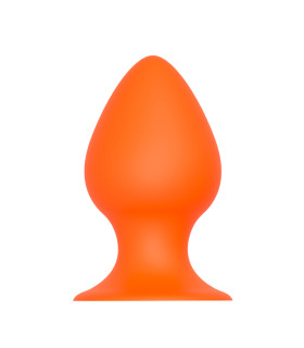 Анальная пробка большая с присоской, силиконовая, оранжевая, 11,6 см x 6,3 см - No Taboo