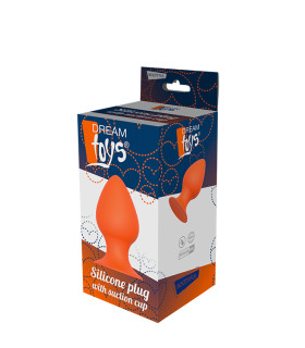 Анальная пробка большая с присоской, силиконовая, оранжевая, 11,6 см x 6,3 см - No Taboo