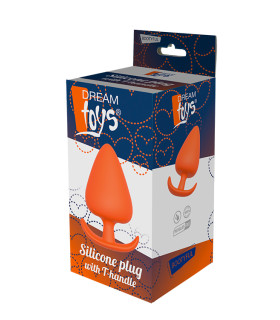 Анальная пробка большая, силиконовая, оранжевая, 13,4 см x 7 см - No Taboo