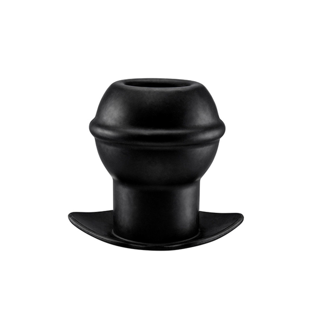 Анальная пробка с тоннелем, силиконовая, черная, 7 см х 3,5 см (37968), zoom