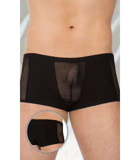 Мужские трусы-шорты с сеткой на передней части и по бокам, черные, M - No Taboo