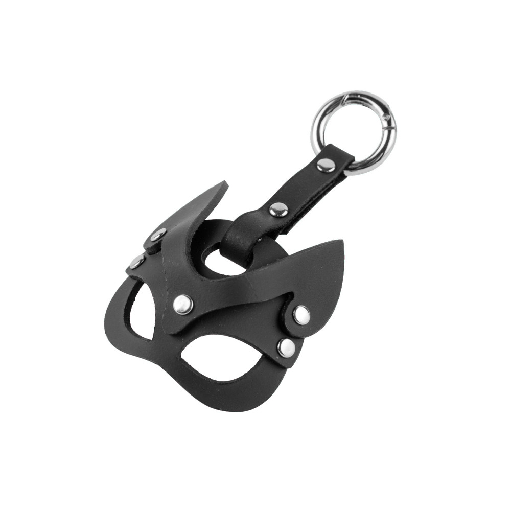 Брелок у вигляді маски кішки, шкіра, чорний (39674), zoom