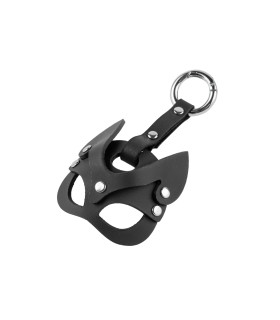 Брелок в виде маски кошки, кожа, черный - No Taboo